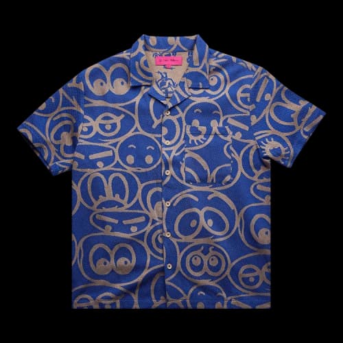 The Elder Statesman Expression Button Shirt Short-Sleeve 'Blue Jay/Khaki'