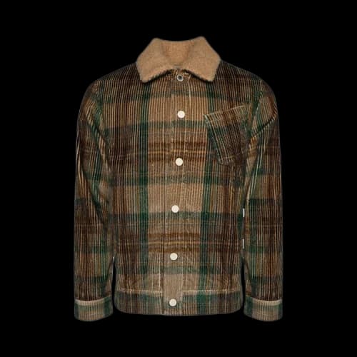 The Elder Statesman Plaid Cord Jacket 'Olive'