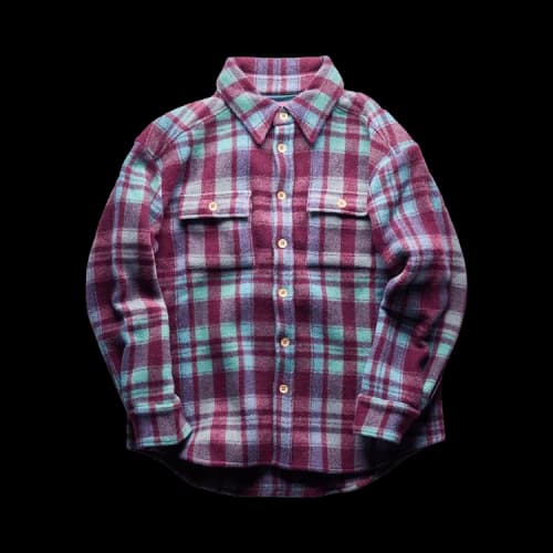 The Elder Statesman Felt Check Shacket 'Berry'