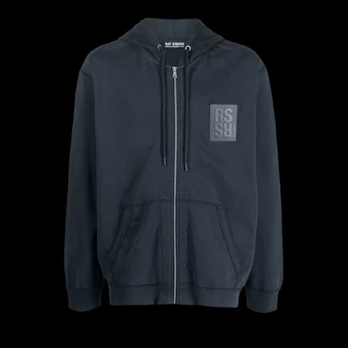 Raf Simons Zipped Hoodie With RS Hand Signs On Sleeves 'Dark Navy'