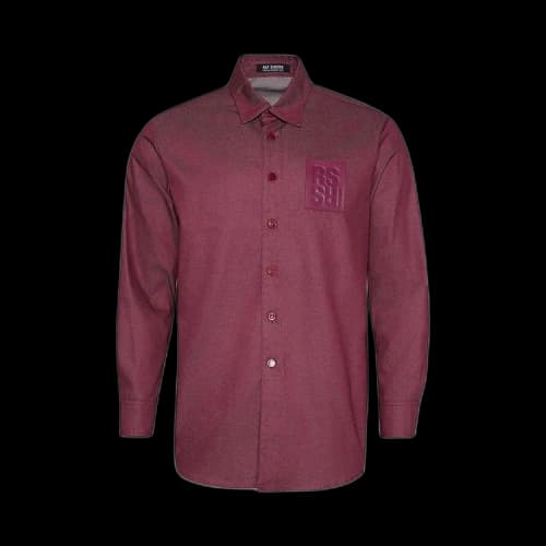 Raf Simons Straight Fit Denim Shirt With Leather Patch 'Burgundy'