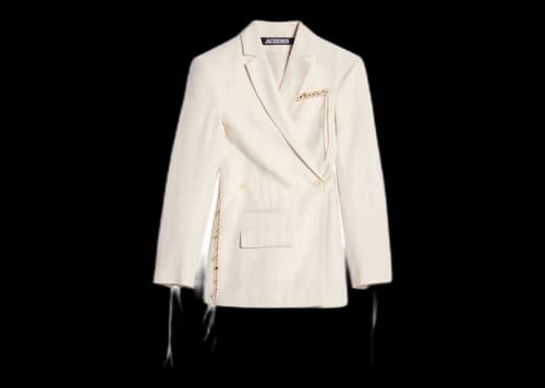 Jacquemus La Veste Tibau Brodee Embroidered Double-Breasted Jacket Off-White