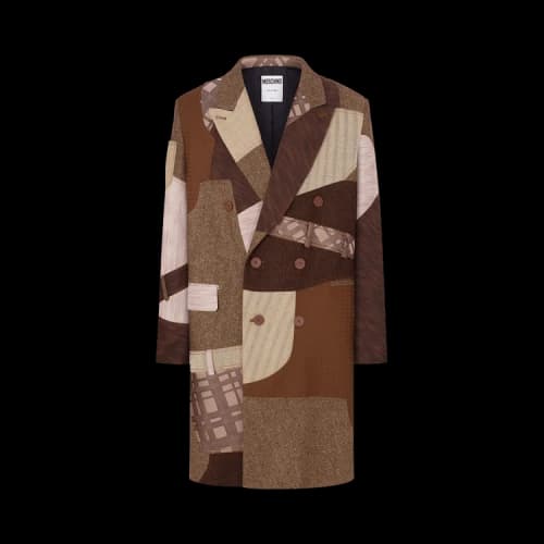 Moschino Patchwork Wool Coat 'Brown'