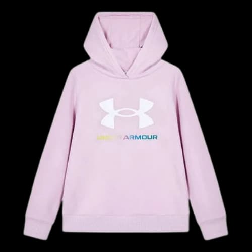 (GS) Under Armour Logo Printed Hoodie 'Pink White'