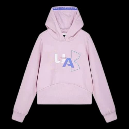 (GS) Under Armour Logo Printed Hoodie 'Pink White'