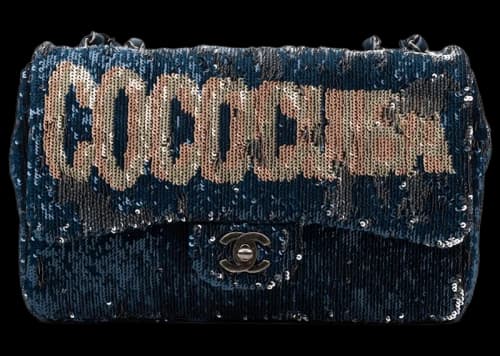 Chanel Limited Edition Coco Cuba Timeless CC Double Flap Sequins Navy Blue