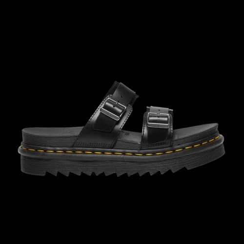 Dr. Martens Myles Brando Leather Buckle Slide Sandal Black