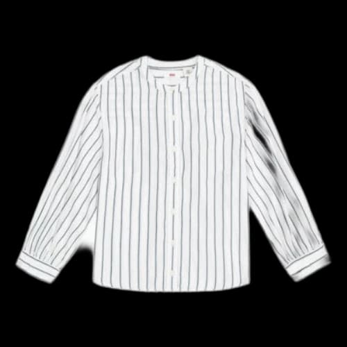 LEVI'S Levis Easy Wave Series Round-neck Stripe Long-Sleeved Shirt White