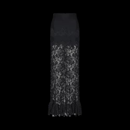 Rabanne Floral Embroidered Stretch Woven Maxi Skirt 'Black'