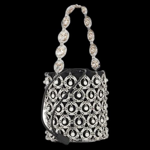 Paco Rabanne Sphere Embellished Bucket Top Handle Bag 'Silver'