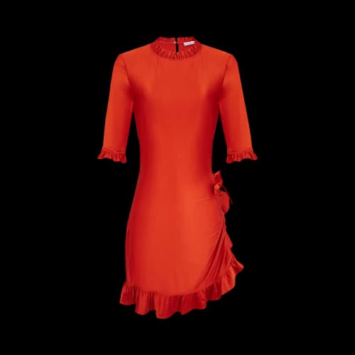 Paco Rabanne Asymmetric Flamenco Mini Dress 'Paprika'