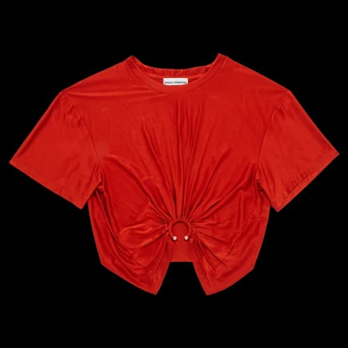 Rabanne Ring Gathered Cropped Tee 'Paprika'