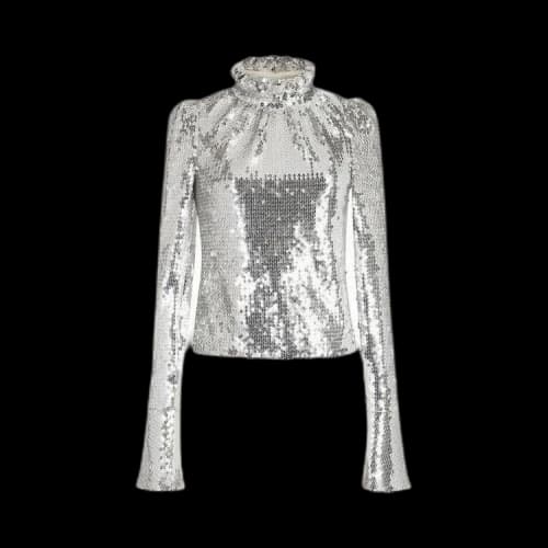 Paco Rabanne Sequin Embellished Top 'Silver'