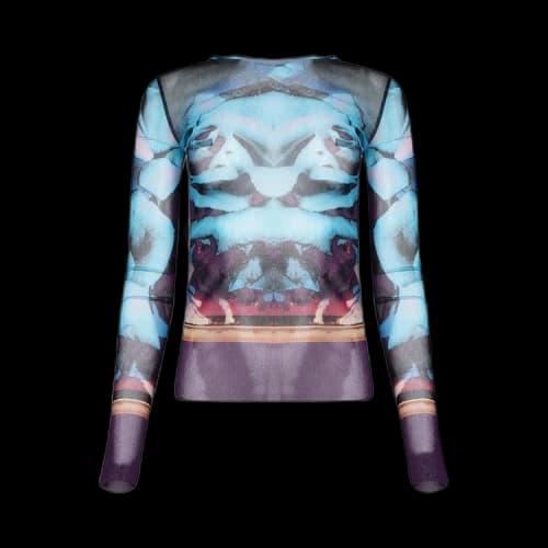 Jean Paul Gaultier Roses Mesh Long-Sleeve Top 'Purple/Blue/Pale Pink'