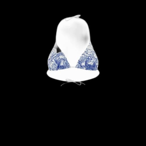 Jean Paul Gaultier Printed Mariniere Calligraphie Jersey Bikini Top 'White/Navy'