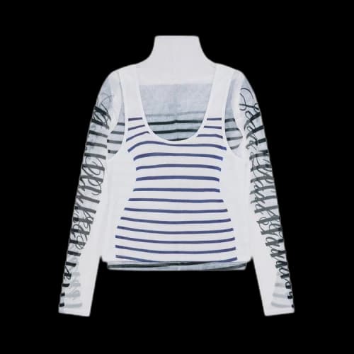 Jean Paul Gaultier Spandex And Mesh Long-Sleeve Top 'White/Navy/Black'