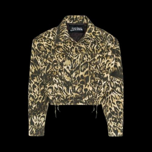 Jean Paul Gaultier Leopard Print Denim Jacket 'Beige/Brown/Dark Brown/Black'