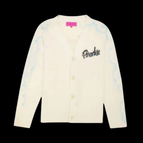 The Elder Statesman Paradise Airbrush Cardigan 'Ivory'