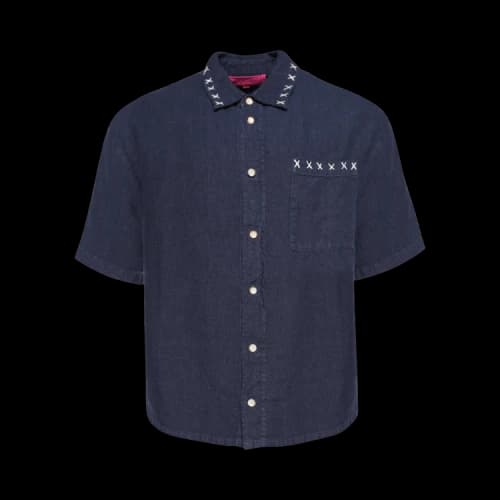 The Elder Statesman Sulfur Overshirt Short-Sleeve 'Navy'