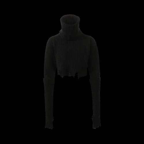 Ann Demeulemeester Aliza 3 Pieces Set High Neck Cropped Sweater 'Black'