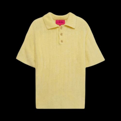 The Elder Statesman Chenille Rib Short-Sleeve Polo 'Butter'