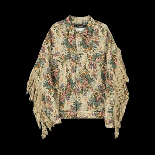 Song for the Mute Floral Jaquard Oversized Worker Jacket 'Yellow'