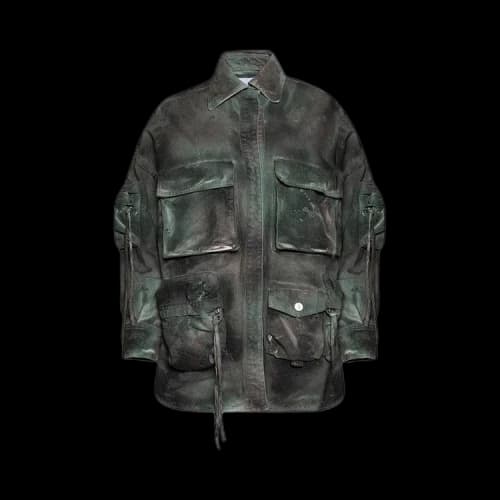 The Attico Fern Short Coat 'Stained Green Camo'
