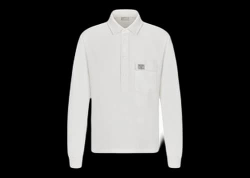 Dior by Birkenstock Relaxed Fit CD 1947 Longsleeved Polo Shirt White