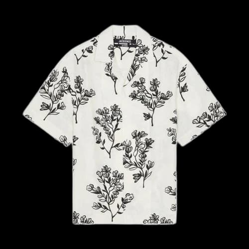 Jacquemus La Chemise Jean Bowling Shirt 'Print Black Flowers'