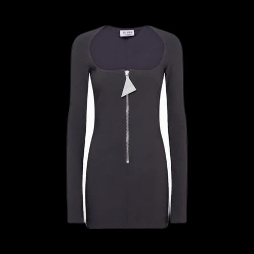 The Attico Long-Sleeve Scoop Neck Dress 'Black'