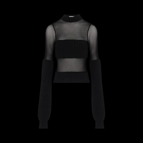 Jean Paul Gaultier Mesh Cut-Out Ribbed Long-Sleeve Sweater 'Black'