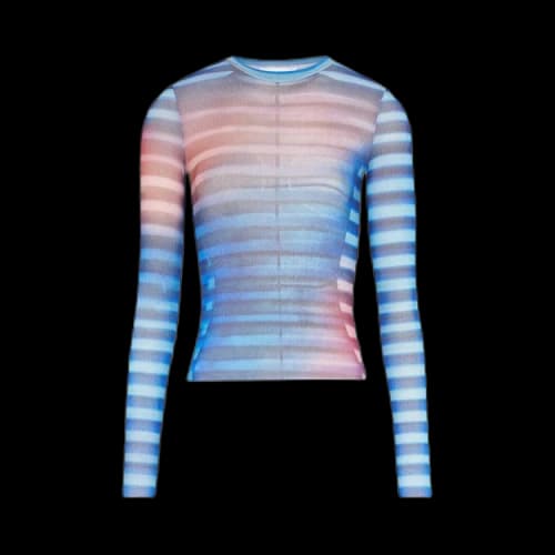 Jean Paul Gaultier Printed Mesh Long-Sleeve Top 'Light Blue/Blue/Peach'