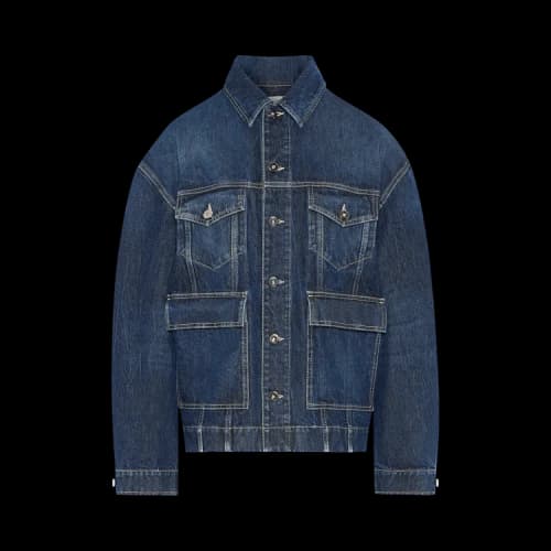 Jean Paul Gaultier Denim Jacket With Cut On Sleeves And Workwear Details 'Blue'