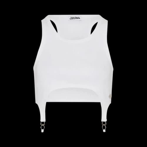 Jean Paul Gaultier Cotton Ribbed Bra With Lingerie Garter 'White'