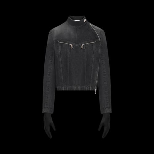 Jean Paul Gaultier Denim High Neck Zipped Jacket With Gloves 'Black'