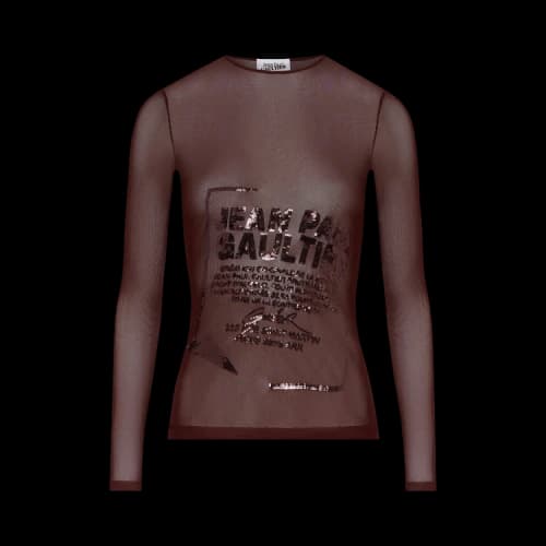 Jean Paul Gaultier Long-Sleeve Embroidered Top 'Burgundy'