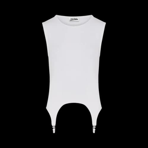 Jean Paul Gaultier Ribbed Tank Top With Lingerie Garter 'White'