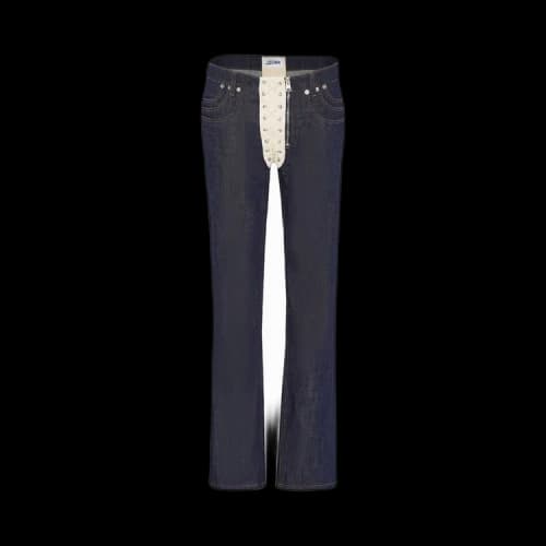 Jean Paul Gaultier Contrasting Lace-Up Denim Jeans 'Indigo/Beige'