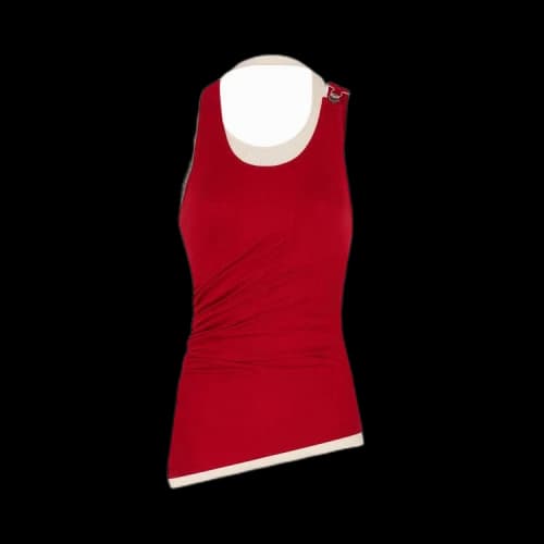 Jean Paul Gaultier Draped Double Tank Top 'Red/Ecru'