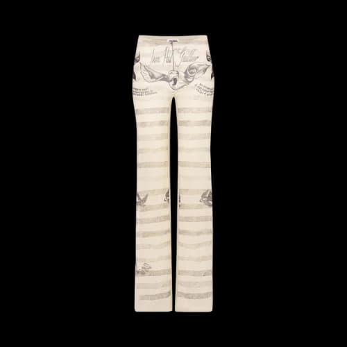 Jean Paul Gaultier Tattoo Marinière Mesh Trouser 'Ecru/Black/Red'