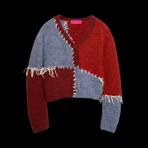 The Elder Statesman Patchwork Boucle Cardigan 'Earth/Multicolor'