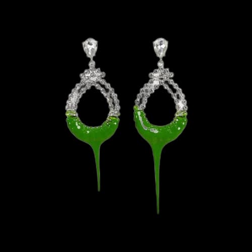 Ottolinger Diamond Loop Earrings 'Green'
