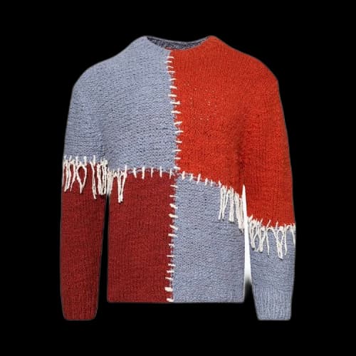 The Elder Statesman Patchwork Boucle Crew 'Earth Multicolor'