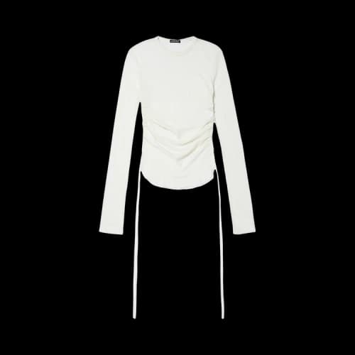 Ann Demeulemeester Oke Wrinkled Cropped Long-Sleeve Top 'Natural White'