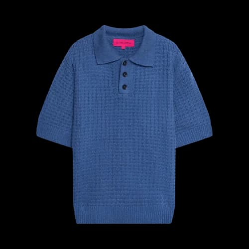 The Elder Statesman Nora Lite Check Polo 'New Blue'