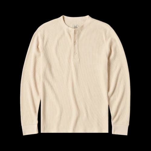 The Elder Statesman Waffle Thermal Henley 'Natural'