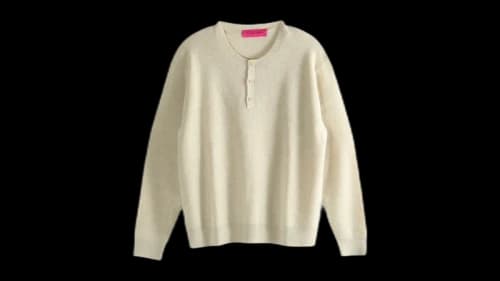 The Elder Statesman Waffle Thermal Henley Natural