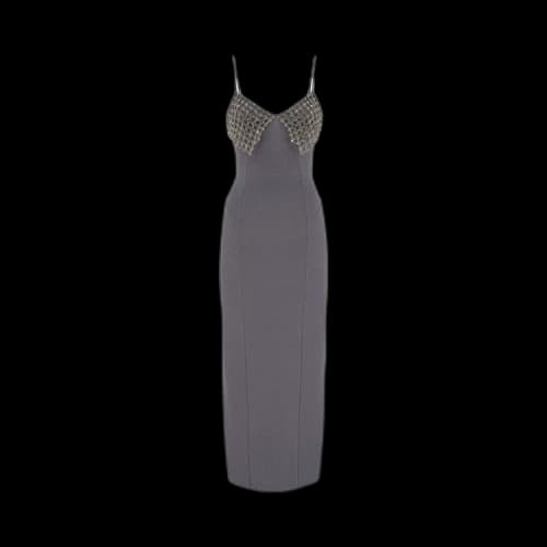 The Attico Crystal Detail Midi Dress 'Grey'