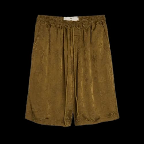 Song for the Mute Antique Floral Raw Lined Elasticated Shorts 'Khaki'
