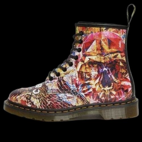 Dr. Martens x CBCG 1460 8-eye Ankle Boat Printed Leather Lace Up Boots Multi-color